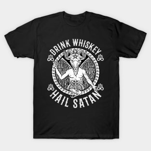 Drink Whiskey Hail Satan - Satanic Baphomet Gift T-Shirt